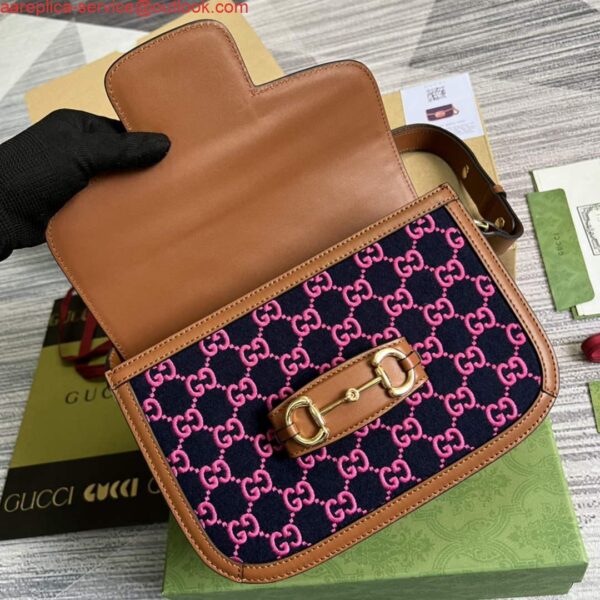 Replica Gucci Horsebit 1955 shoulder bag 602204 plum with brown leather 8