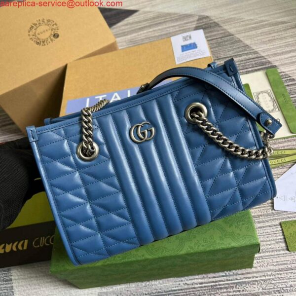 Replica Gucci 681483 GG Marmont small tote bag Blue 2