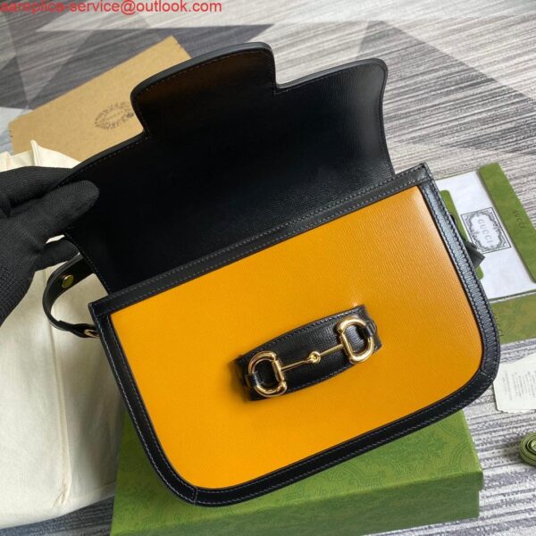 Replica Gucci Horsebit 1955 shoulder bag 602204 yellow with beige 9