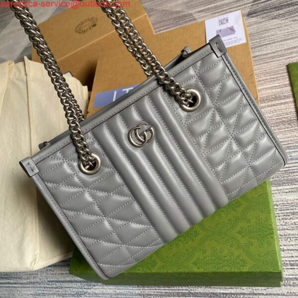 Replica Gucci 681483 GG Marmont small tote bag Grey 4