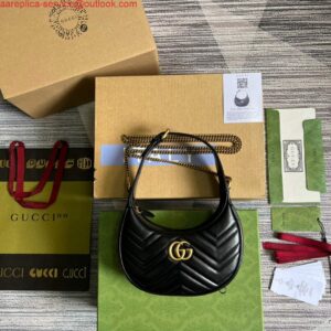 Replica Gucci 699514 GG Marmont half-moon-shaped mini bag Black