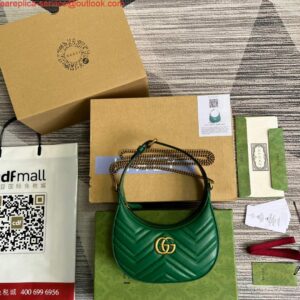 Replica Gucci 699514 GG Marmont half-moon-shaped mini bag Green