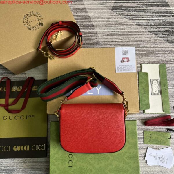 Replica Adidas x Gucci 658574 Horsebit 1955 mini bag red and white leather 4