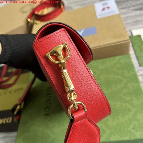 Replica Adidas x Gucci 658574 Horsebit 1955 mini bag red and white leather 5