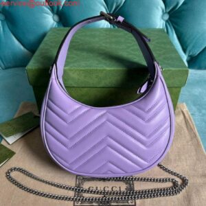 Replica Gucci 699514 GG Marmont half-moon-shaped mini bag Lilac purple