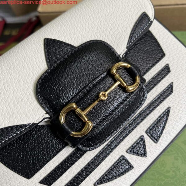 Replica Adidas x Gucci 658574 Horsebit 1955 mini bag white and black leather 8