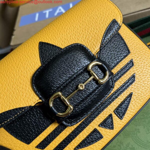 Replica Adidas x Gucci 658574 Horsebit 1955 mini bag Yellow and black leather 6