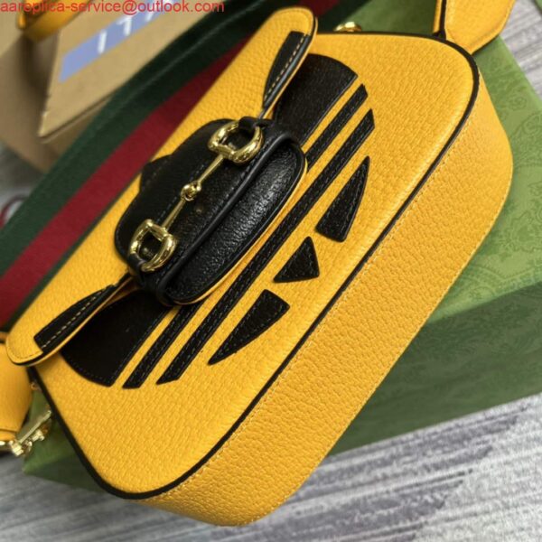 Replica Adidas x Gucci 658574 Horsebit 1955 mini bag Yellow and black leather 7