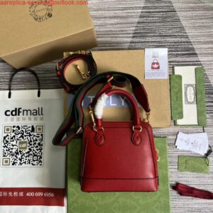 Replica Adidas x Gucci 677212 Horsebit 1955 mini bag red and white leather 2