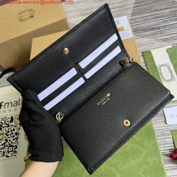 Replica Adidas x Gucci ‎621892 wallet with chain Off-black and yellow leather 8