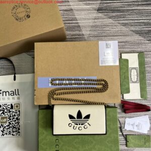 Replica Adidas x Gucci ‎621892 wallet with chain Off-white and black leather