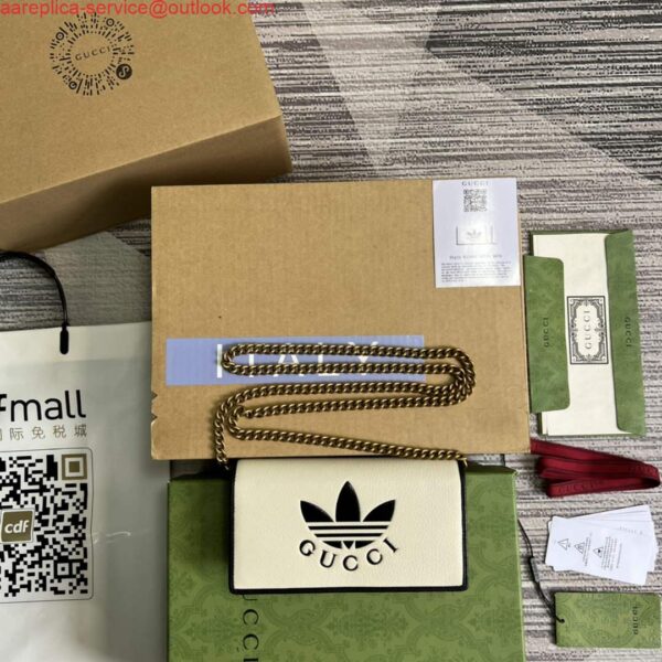 Replica Adidas x Gucci ‎621892 wallet with chain Off-white and black leather 3