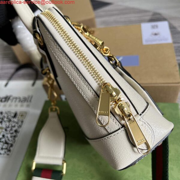 Replica Adidas x Gucci 677212 Horsebit 1955 mini bag white and Black leather 7