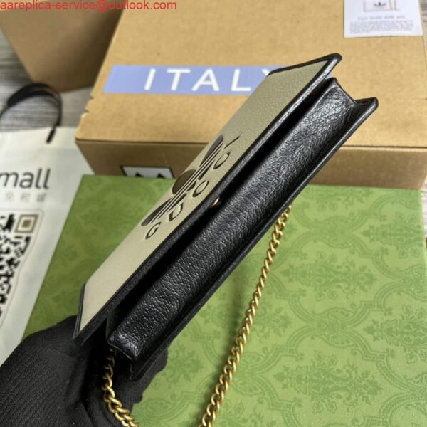 Replica Adidas x Gucci ‎621892 wallet with chain Off-white and black leather 7