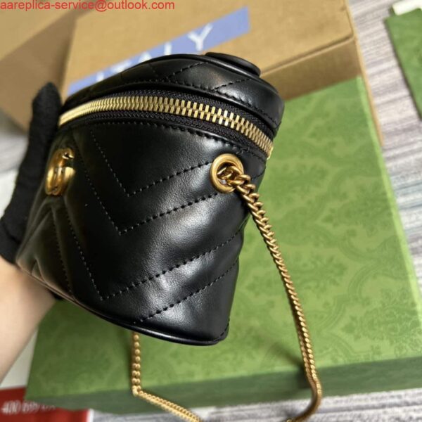 Replica Gucci 699515 GG Marmont Mini Top Handle Bag Black 6