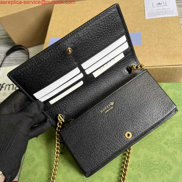 Replica Adidas x Gucci ‎621892 wallet with chain Off-white and black leather 8