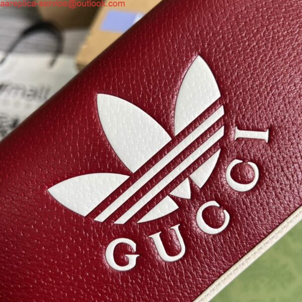 Replica Adidas x Gucci ‎621892 wallet with chain Off-white and red leather 6