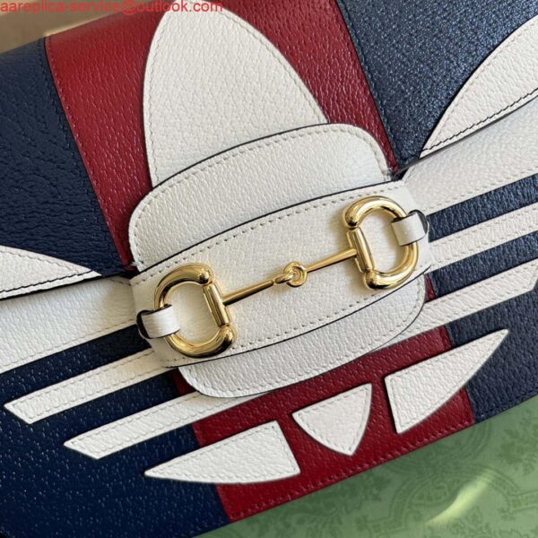 Replica Gucci 602204 Adidas X Gucci Gucci Horsebit 1955 Small Bag Navy& White 6