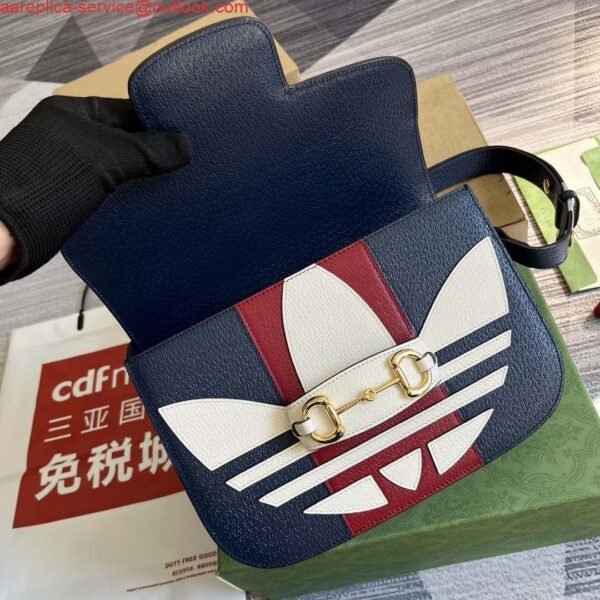 Replica Gucci 602204 Adidas X Gucci Gucci Horsebit 1955 Small Bag Navy& White 8