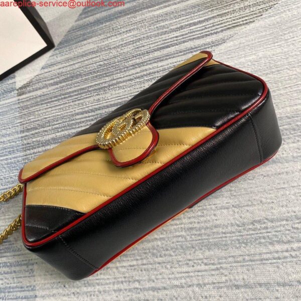 Replica Gucci 443497 GG Marmont Matelassé Shoulder Bag Black Yellow 6