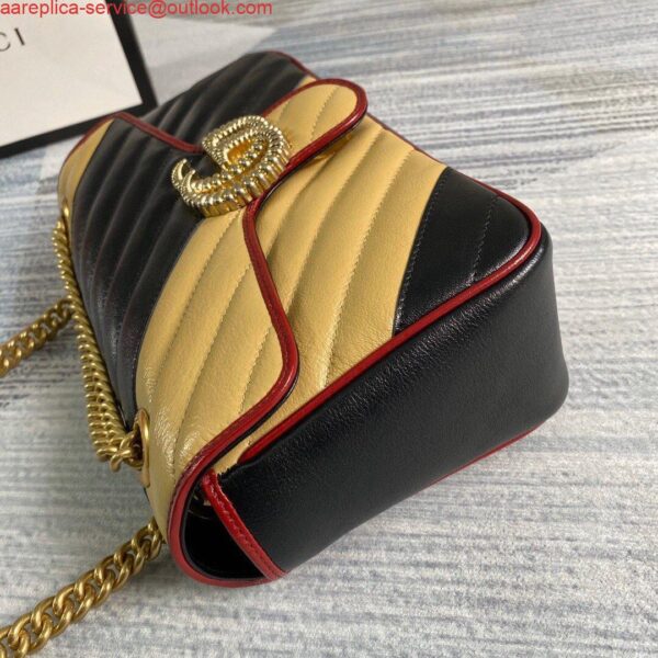 Replica Gucci 443497 GG Marmont Matelassé Shoulder Bag Black Yellow 7