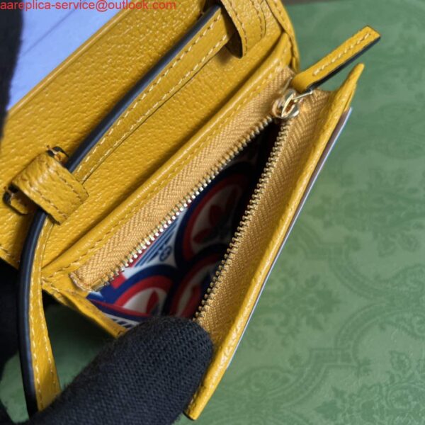 Replica Adidas x Gucci card case with Horsebit 702248 Off-black and yellow leather 10