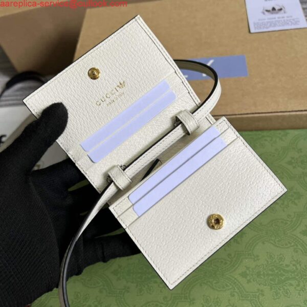 Replica Adidas x Gucci card case with Horsebit 702248 Off-white and black leather 9