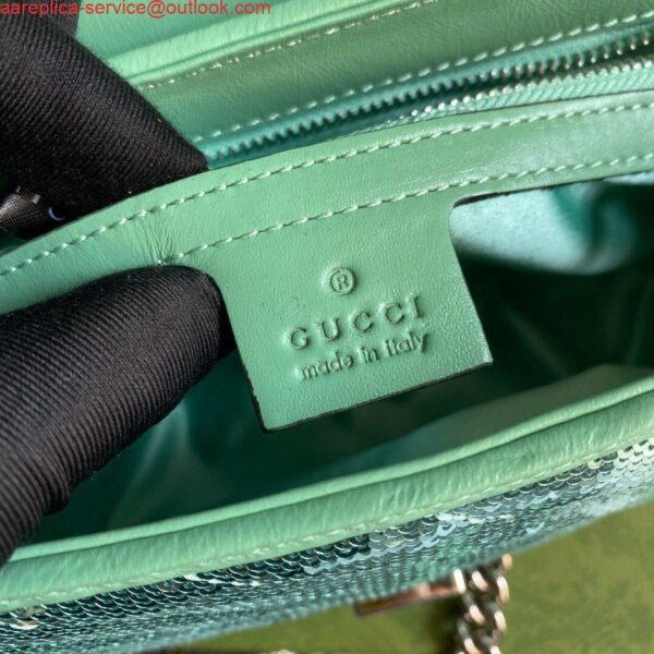 Replica Gucci 443497 GG Marmont Matelassé shoulder Sequin Bag Green 10