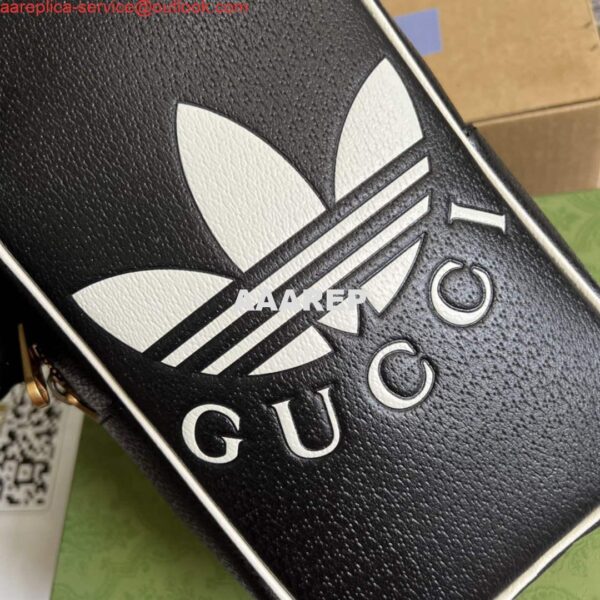 Replica Adidas x Gucci mini top handle bag 702387 Black leather 6