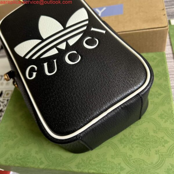 Replica Adidas x Gucci mini top handle bag 702387 Black leather 7