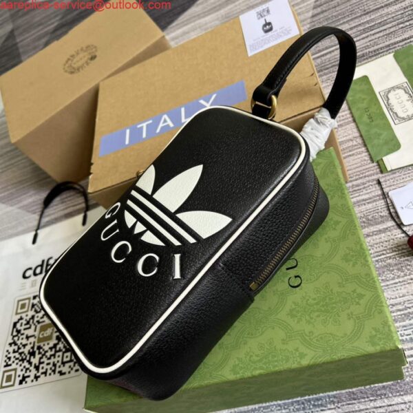 Replica Adidas x Gucci mini top handle bag 702387 Black leather 8