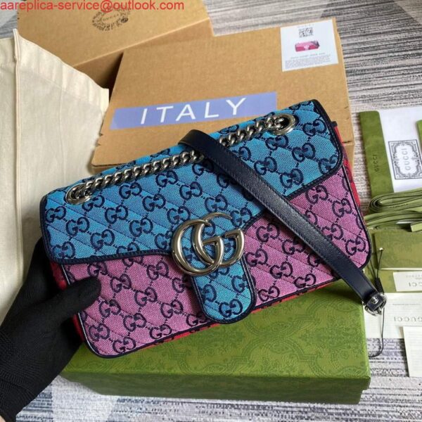 Replica Gucci 443497 GG Marmont Multicolor small shoulder bag Blue and Purple 7