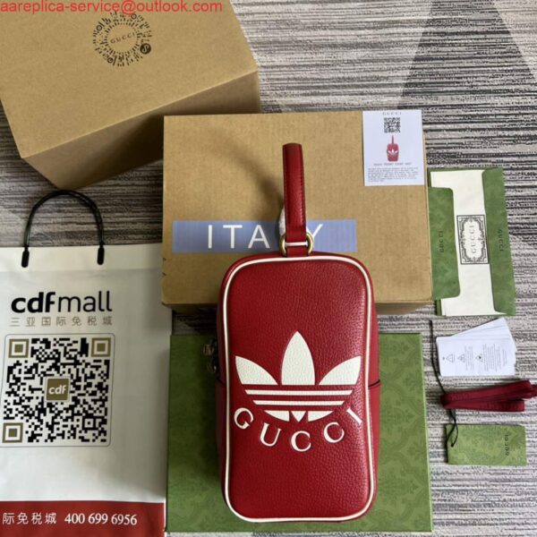 Replica Adidas x Gucci mini top handle bag 702387 Red leather 3