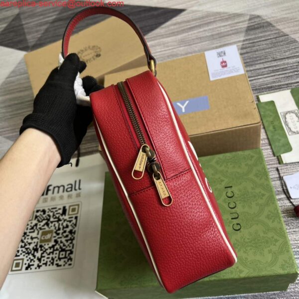 Replica Adidas x Gucci mini top handle bag 702387 Red leather 5