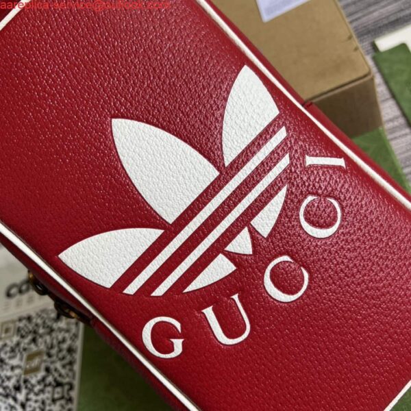 Replica Adidas x Gucci mini top handle bag 702387 Red leather 6