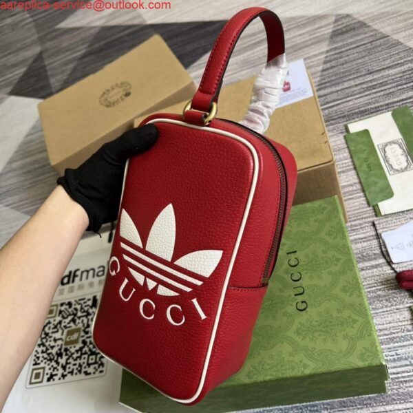 Replica Adidas x Gucci mini top handle bag 702387 Red leather 7