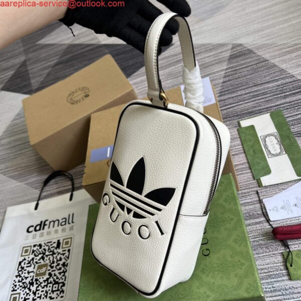Replica Adidas x Gucci mini top handle bag 702387 White leather 7