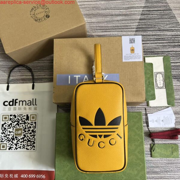 Replica Adidas x Gucci mini top handle bag 702387 Yellow leather 3