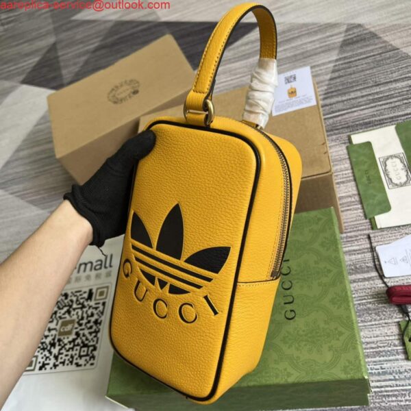 Replica Adidas x Gucci mini top handle bag 702387 Yellow leather 8