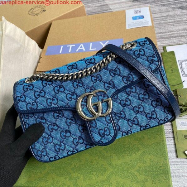 Replica Gucci 443497 GG Marmont Multicolour Small Shoulder Bag Blue 8