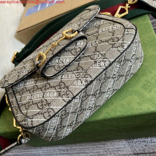 Replica Gucci 658574 Gucci Horsebit 1955 Mini Bag Gray with Pvc Printer Logo 5