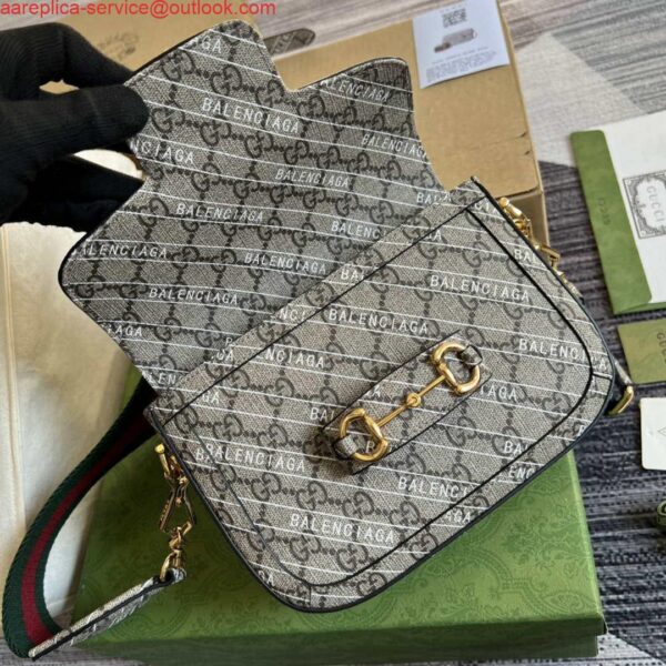 Replica Gucci 658574 Gucci Horsebit 1955 Mini Bag Gray with Pvc Printer Logo 6