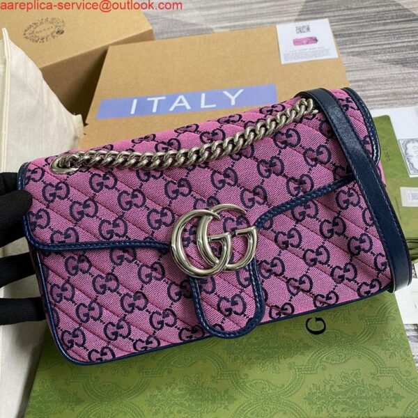 Replica Gucci 443497 GG Marmont Multicolour Small Shoulder Bag Purple 7