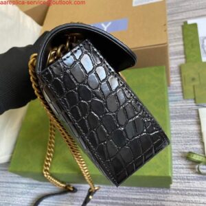 Replica Gucci 443497 GG Marmont Small Crocodile Pattern Matelassé Shoulder Bag Black 2