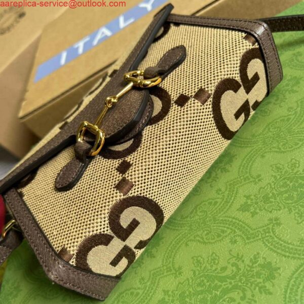 Replica Gucci 699296 Gucci Horsebit 1955 jumbo GG mini bag Brown 4