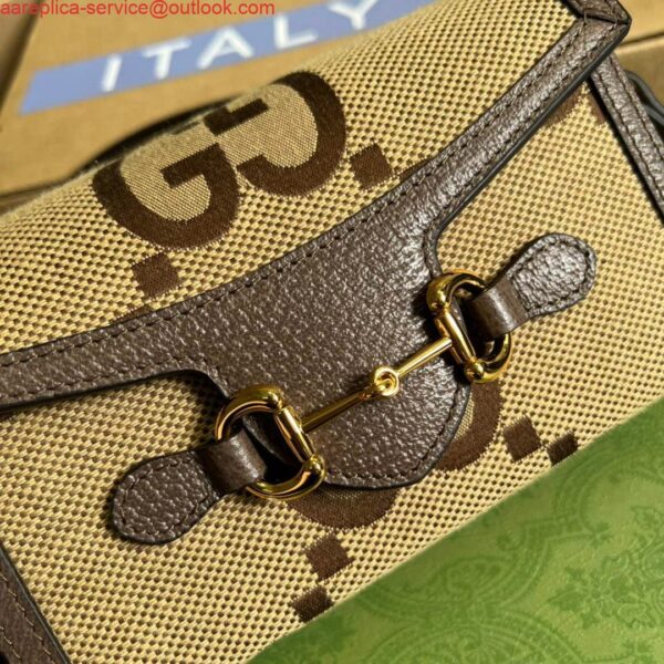 Replica Gucci 699296 Gucci Horsebit 1955 jumbo GG mini bag Brown 6