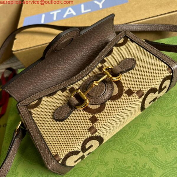 Replica Gucci 699296 Gucci Horsebit 1955 jumbo GG mini bag Brown 7