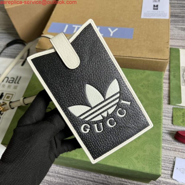 Replica Adidas x Gucci phone case 702203 Black and off-white leather 5