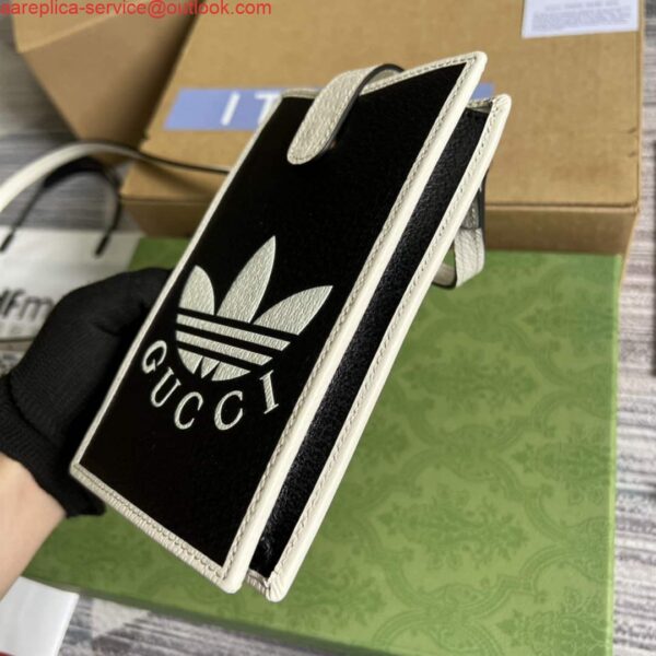 Replica Adidas x Gucci phone case 702203 Black and off-white leather 8