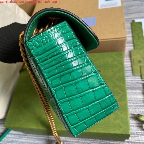 Replica Gucci 443497 GG Marmont Small Crocodile Pattern Matelassé Shoulder Bag Green 4